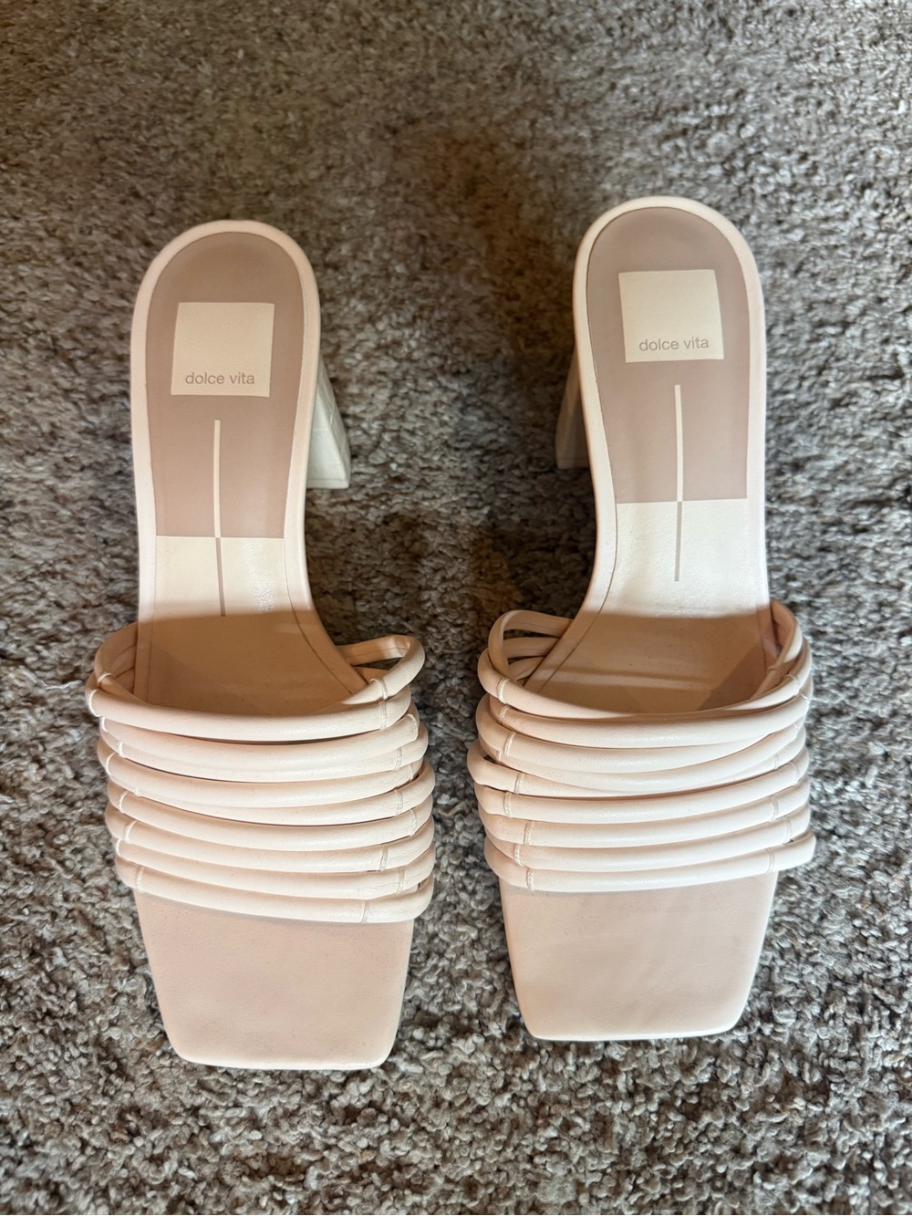 Dolce Vita Nude Multi-Strap Square Toe Block Heels